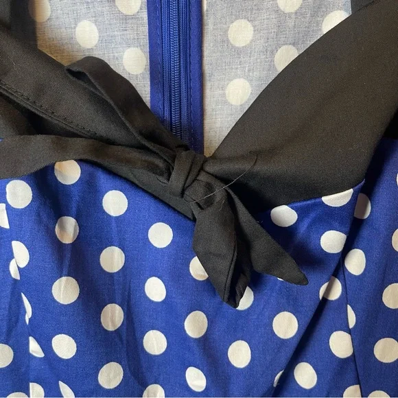 Killreal Blue White Polka Dot Swing Dress - Small - Picture 10 of 13